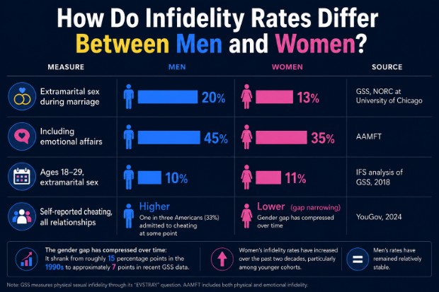 How Do Infidelity Rates Differ Between Men and Women?